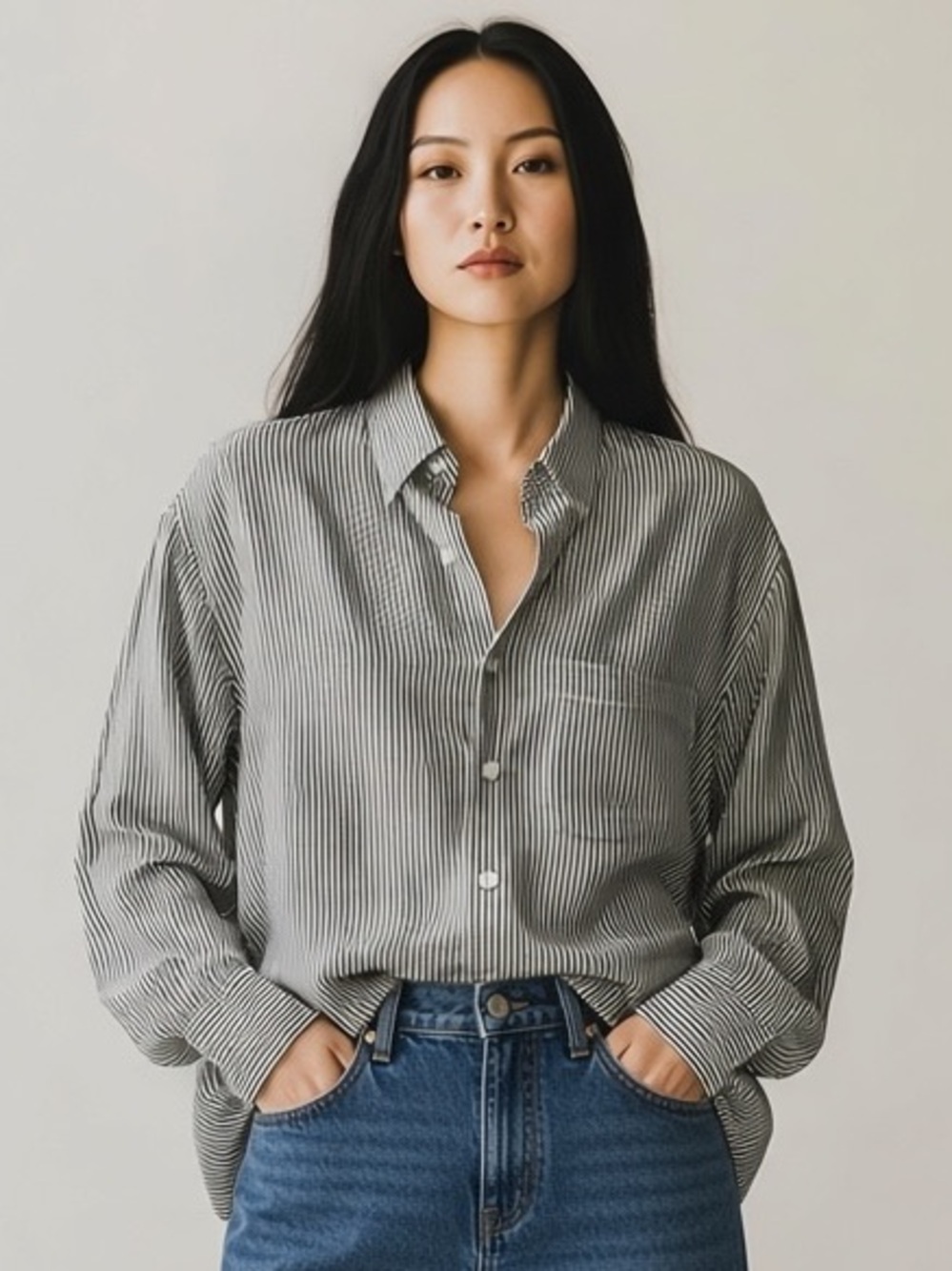 90’s Vintage 100% Silk Ann Taylor Striped Button-Down Shirt